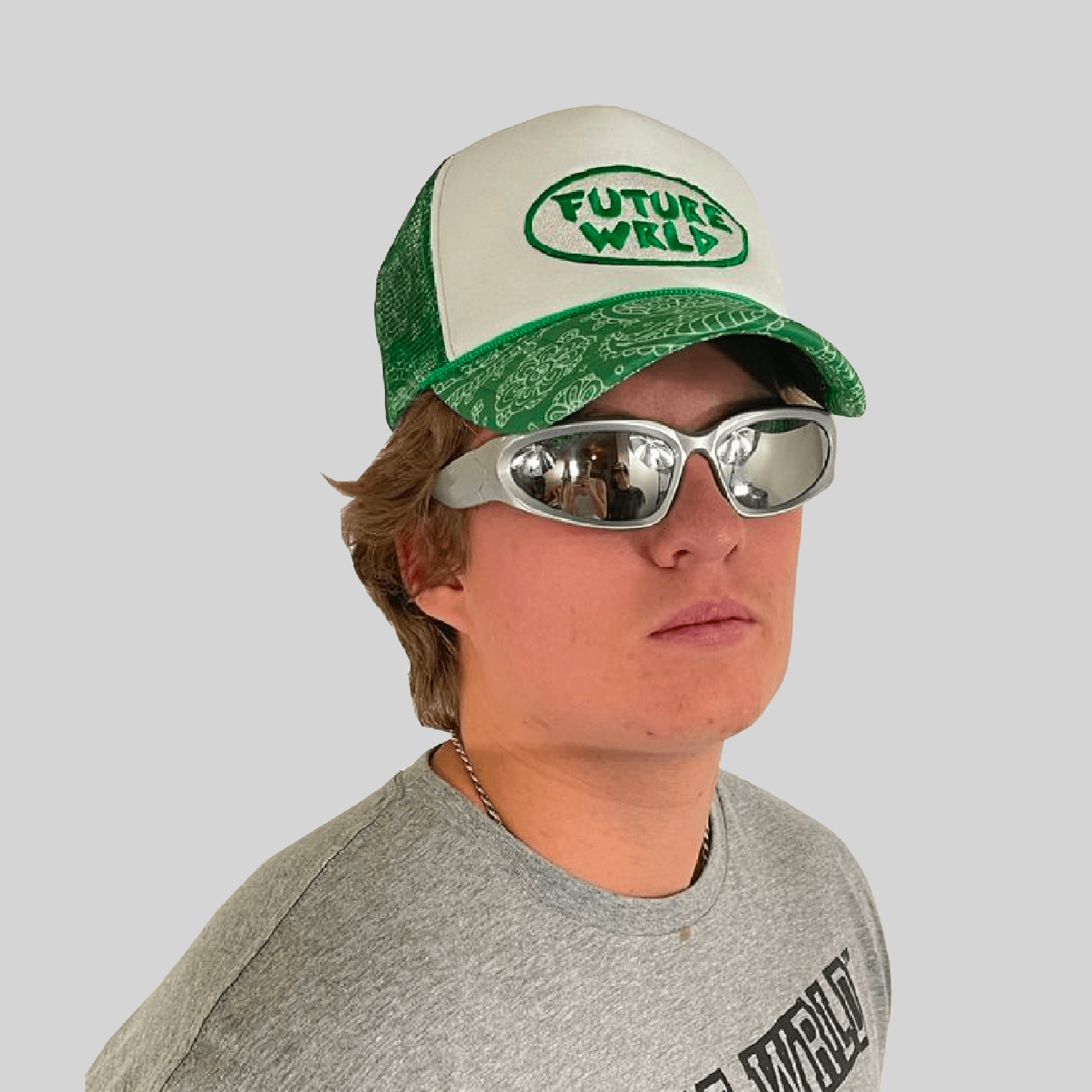 Jaded Green Bandana Print Trucker Hat