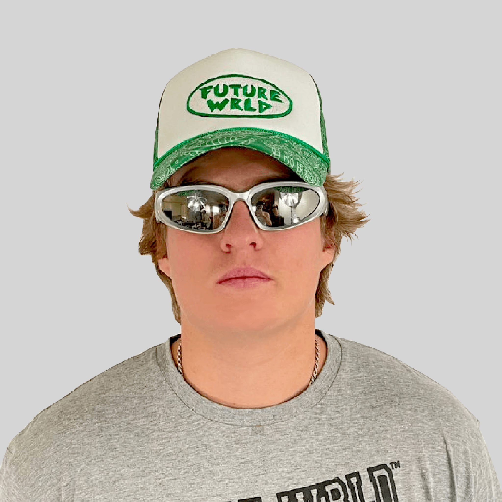 Jaded Green Bandana Print Trucker Hat