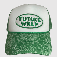 Load image into Gallery viewer, Jaded Green Bandana Print Trucker Hat
