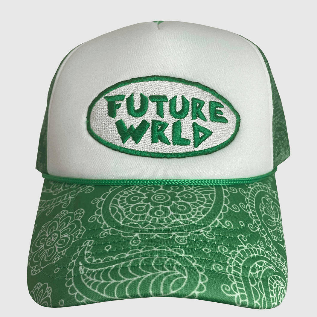 Jaded Green Bandana Print Trucker Hat